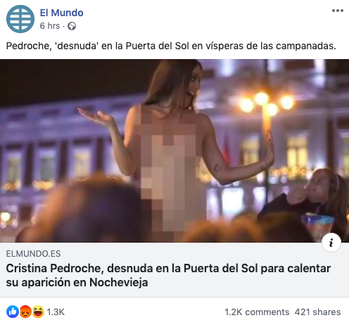 Post sobre la campaña del vestido de Cristina Pedroche para las campanadas
